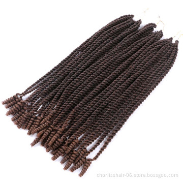 14/18 Inches 150/210g Wholesale Senegal Twist With Spring Curl Ends Ombre Color Synthetic Crochet Braiding Hair For Black Women
